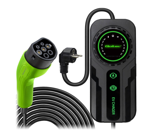 Qoltec Mobilna ładowarka EV z regulacją 2w1 Typ2 (3.5kW, 230V, 5m) - 1483424 - zdjęcie
